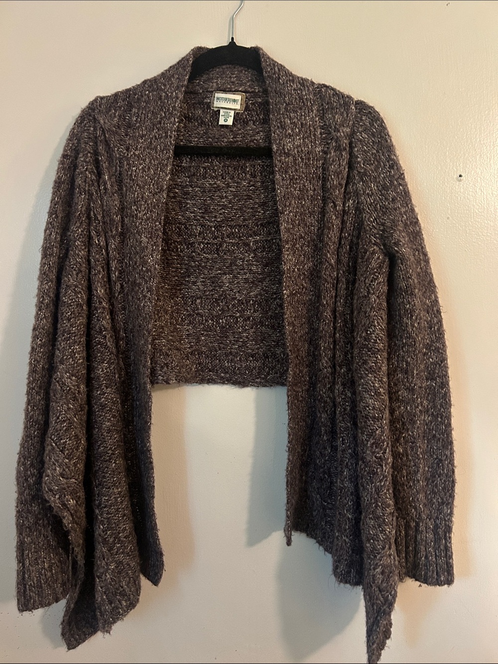 Worthington Marled Brown Open-Front Knit Cardigan